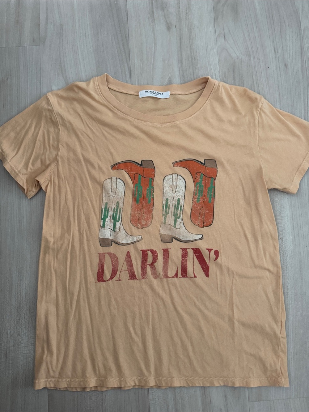 Project Social T Peach 'Darlin' Cowboy Boots Graphic Tee